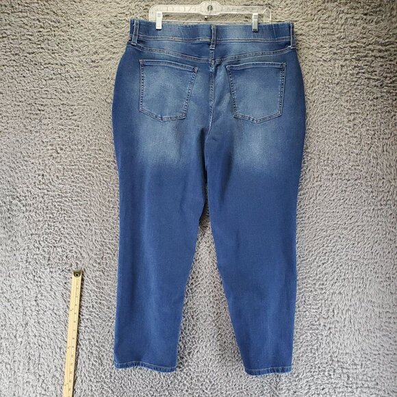 Terra & Sky Jeans Womens 1X 16W/18W Blue High Rise Stretch Denim Tapered Leg - Picture 9 of 10